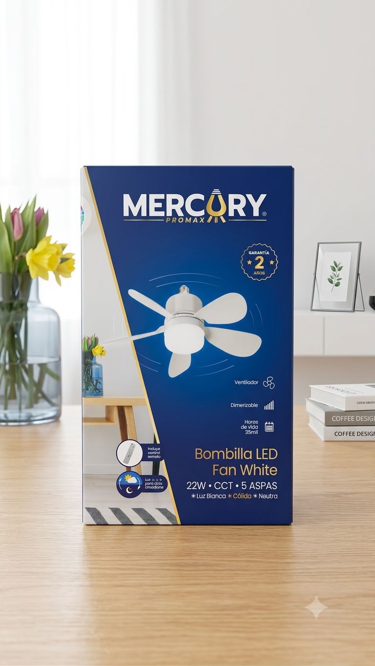 💡 Bombillo Led con Ventilador 2 en 1 y Control Remoto