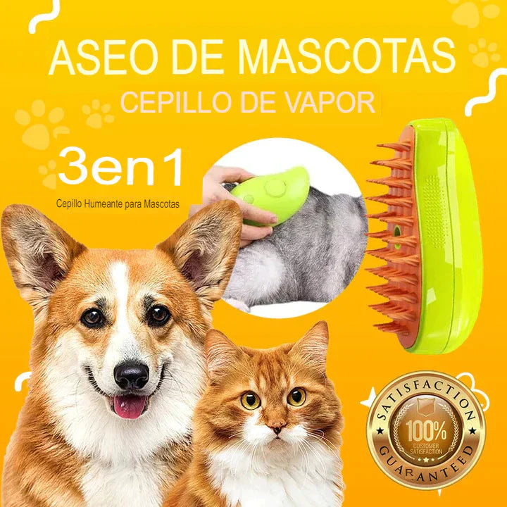 Cepillo de Vapor para Mascotas 3 en 1 - Gatos y Perros
