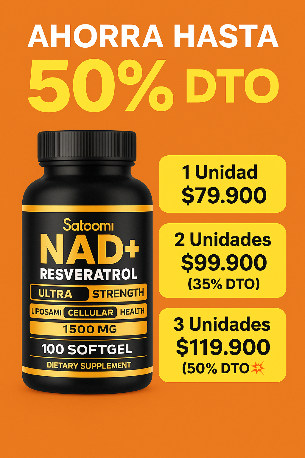 Sotoomi NAD+ & Resveratrol 1500 mg –  100 softgels